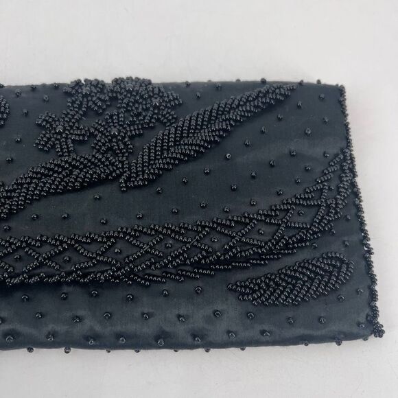 Stunning Vintage Beaded Black Clutch Bag Prom Wedding Ball Made in Hong Kong - Picture 6 of 13